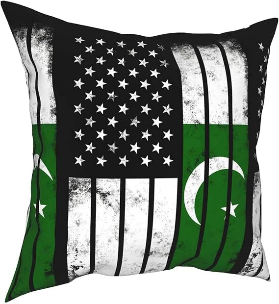 AQAU Pakistan American Flag Pillow Case Soft and Comfortable for Couch Bed Car Home Decor 18x18 Inch