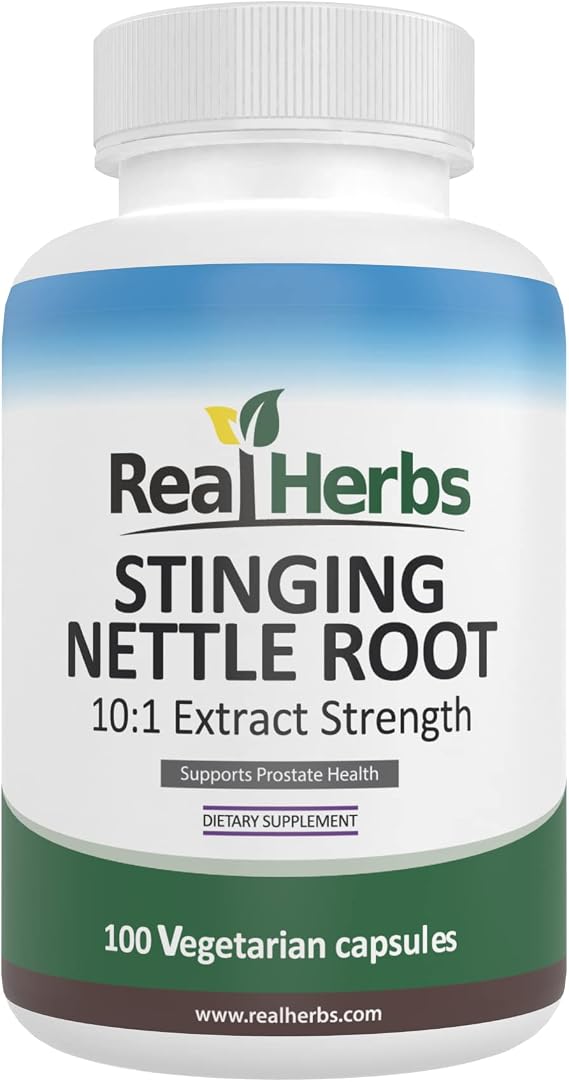 Real Herbs Stinging Nettle Root Extract 750mg (10:1 Extract) per Capsule, Non-GMO, Gluten-Free, Vegetarian Capsules, 100 Count