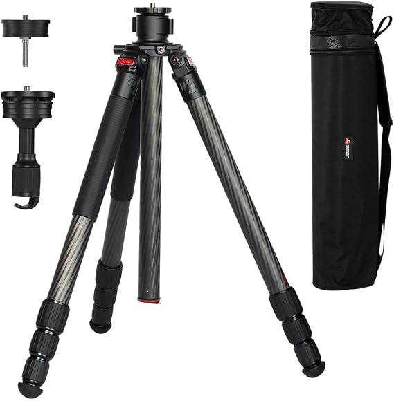 3Pod Everest T5 4-Section Carbon Fiber Tripod for Camera, Compact Travel Tripod w/Flexible Adjustment 6' 6quot; Max. amp; 4.9quot; Min. Height, Reversible Center Column for Low Angle