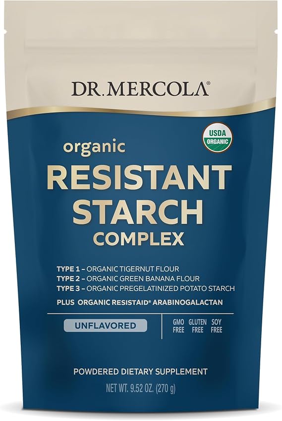 Dr. Mercola Organic Resistant Starch Complex, 9.52 oz (30 Servings) | Supports Gut and Immune Health, with Green Banana, Tigernut Flour, and Potato, Gluten-Free and Soy-Free