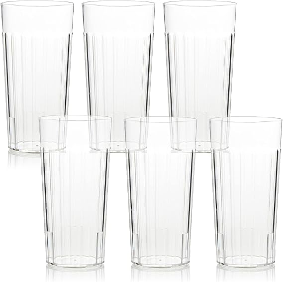 Arrow 30 oz Clear Plastic Tumblers - 6 pk - Break-Resistant Drinking Glasses for Indoor & Outdoor Use - Dishwasher Safe - BPA Free - Made in USA