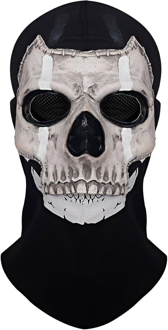 Adult Scary Half Skull Face Mask Full Head MW2 Balaclava Creepy Ghost Mask for Cosplay Halloween Costume Horror Prop