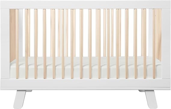Babyletto Hudson 3-in-1 Convertible Baby Crib, White & Washed Natural