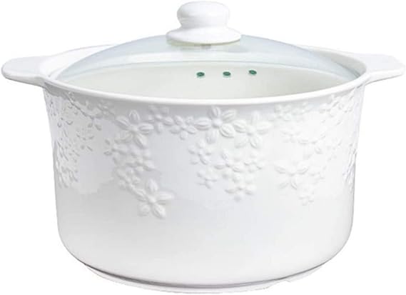 Ceramic Nonstick Stockpot,Round Covered Casserole with Handle,Ceramic Stovetop Cookware,Slow Cooker Stew Pot,Nutritional Soup Pot,Health Saucepan,Steamer White 5.2l (White 5.2L)