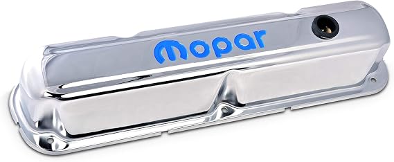 Proform Valve Cover, Tall, Baffled, Breather Hole, Mopar Logo, Steel, Chrome