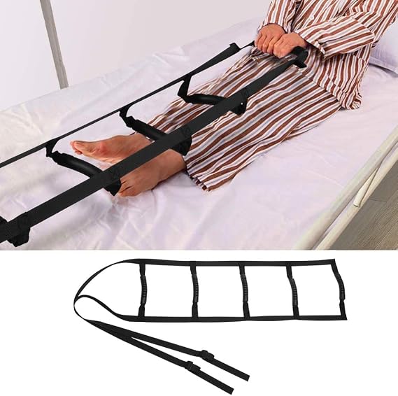Bed Ladder Assist Strap Pull Up Assist Device Handle Strap Rope Ladder Caddie Helper Sitting Sit Up Hoist Helper for Elderly Senior Injury Recovery Patient Pregnant Handicap Padded Hand Grip BedCaddie