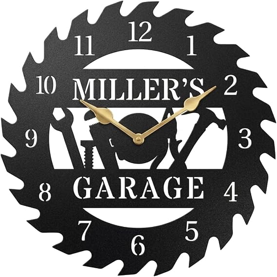 Personalized Metal Garage Clock, Custom Metal Workshop Clock,Custom Garage Wall Decor Gift for Father's Day Husband