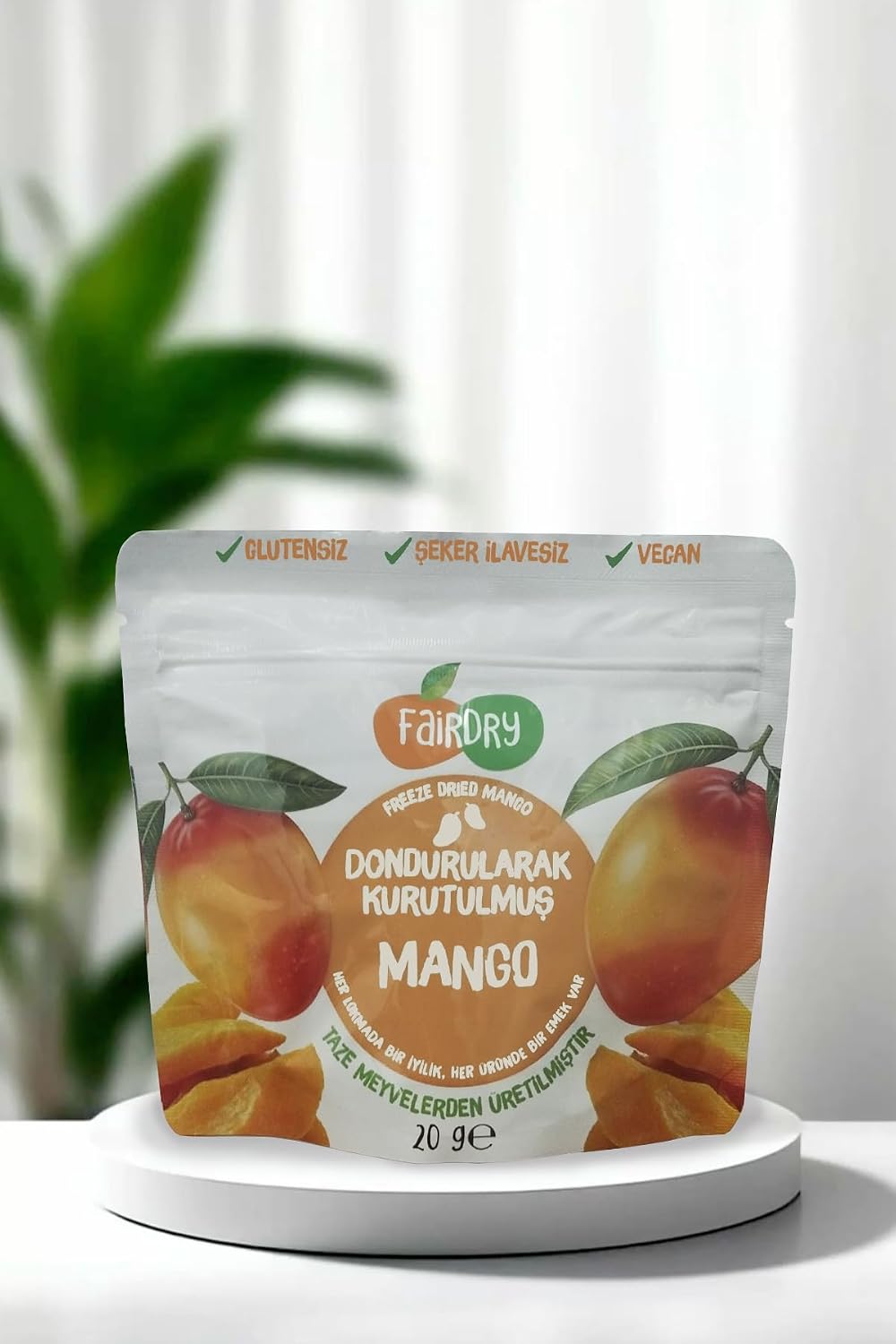 Fair Dry Mango Dilim, Freeze Dried, Dondurularak Kurutulmuş, Meyve Kurusu, Katkısız, Çıtır Meyve