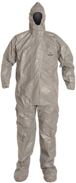 DuPont Tychem F 6000 Coveralls; Attached Boots, Hooded, X-Large