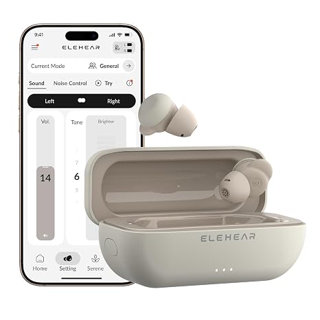 ELEHEAR-Delight OTC Hearing Aids for Seniors and Adults, AI Powered Speech Enhancement, Superior Sound Quality, Comfortable & Discreet Design, Bluetooth 5.3 and App Control, Mist White