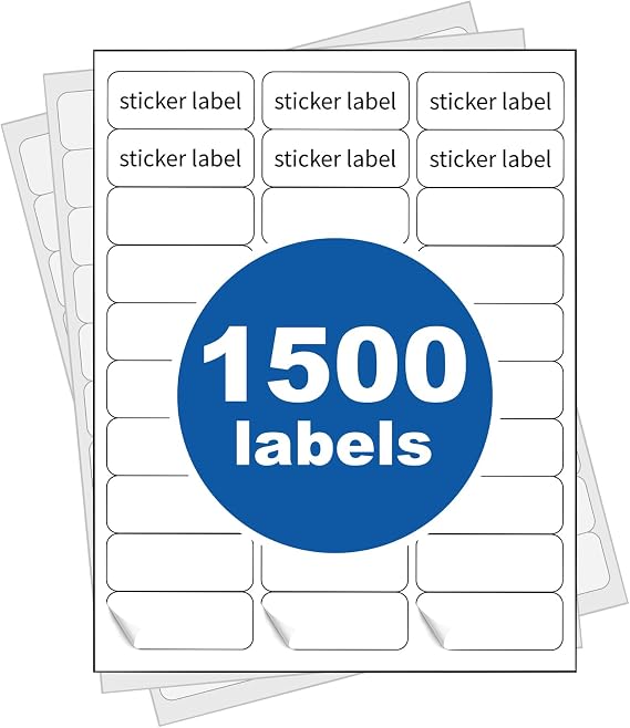 [50 Sheets 1500 Labels] PAPRMA 1 X 2-5/8 Address Mailing Label for Envelope 30-up Labels White, Printable Sticker Sheet for Laser Inkjet Printer