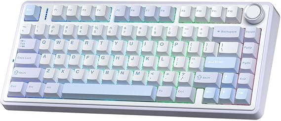 Aula F75 Mechanical RGB TKL Gray Switch Wireless Macro Hot Swap Keyboard Ice Blue