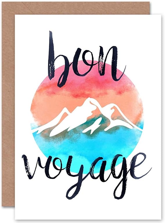 Wee Blue Coo Greeting Bon Voyage Mountain Peak Gift Sealed Greeting Card Plus Envelope Blank inside