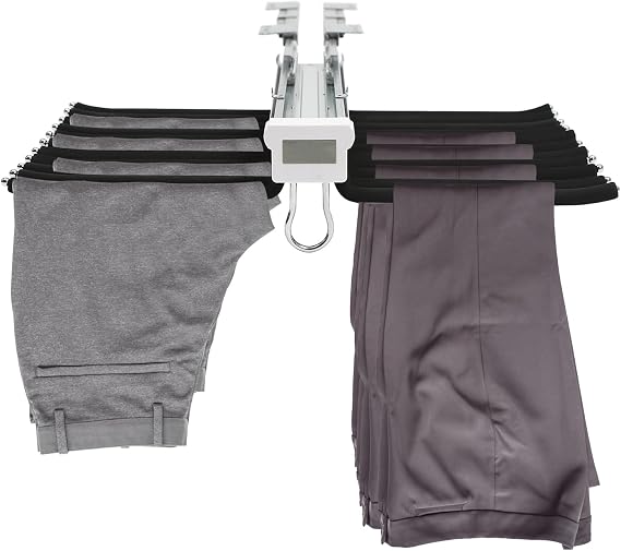 Pants Organizer for Closet, 22 Arms Trousers Rack Pull Out Pants Hanger Cupboard Rack Closet Organizer, Portable Black Pants Hangers for Closet