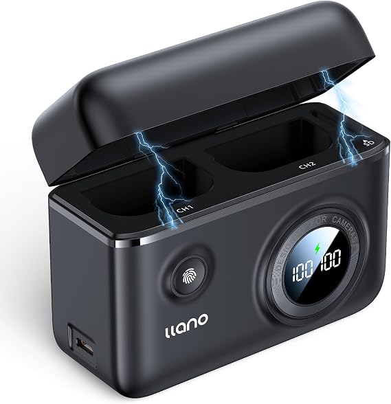 llano LP-E6P LP-E6NH LP-E6 18W Fast Dual Battery Charger,USB-C Storage Case
