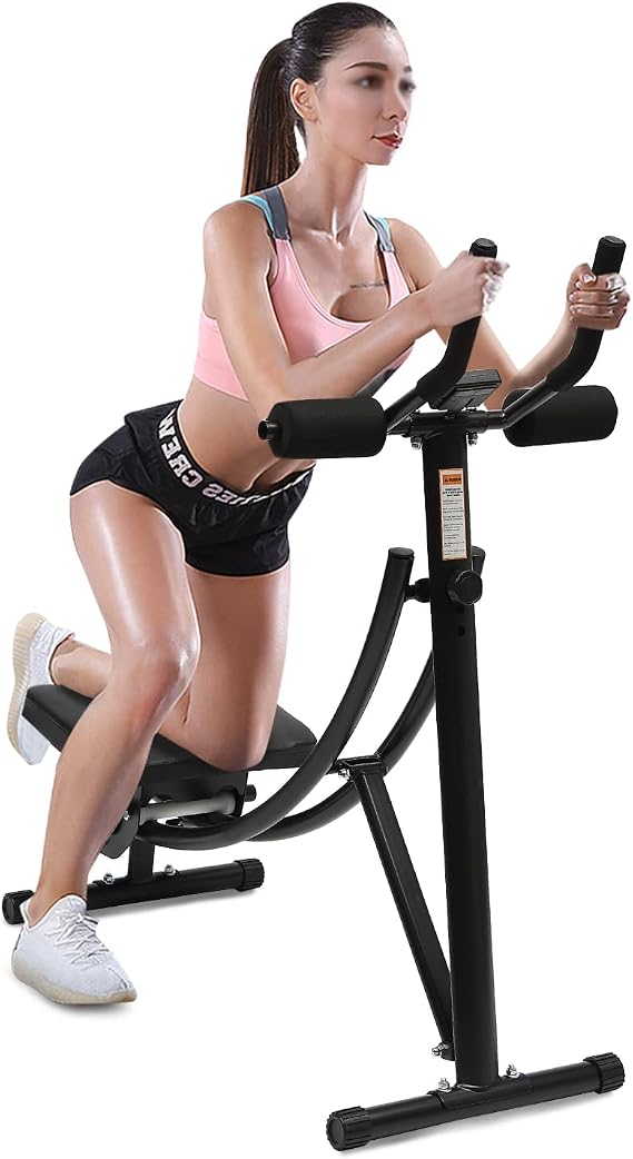 Ab Machine Abdominal Workout Machine Home Gym Exercise Machine with LCD Display, Slope Adjustment Fitness Equipment Silent Roller Core Strength Trainers for Abdomen Arms Back Legs Exercise