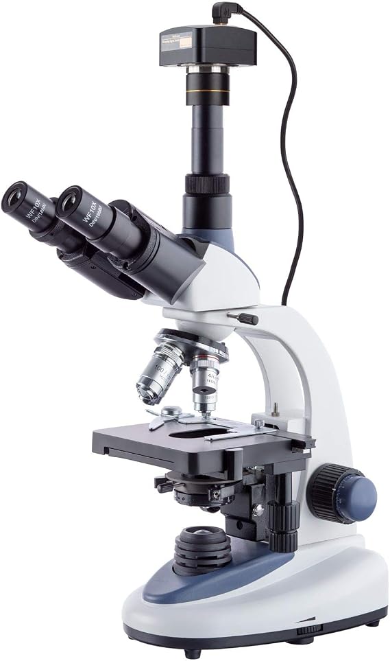 AmScope T380C-M Digital Professional Compound Trinocular Microscope | 40X-1000X Magnification Range 1.3MP CMOS Sensor USB 2.0 Connectivity 0.5X Reduction Lens Included Compound