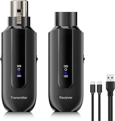 2.4 Ghz Wireless Microphone Transmitter Receiver: Plug-on XLR Wireless Transmission System - 48V Phantom Power for Dynamic Microphone, Audio Mixer, PA System