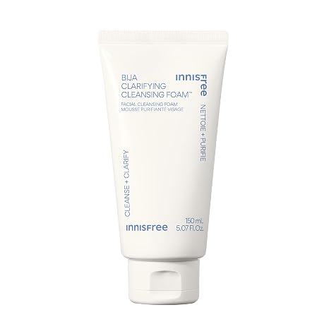 innisfree Bija Clarifying Foam Cleanser with Salicylic Acid & Castor Oil, Korean Skincare, Gentle Face Wash, Sulfate-Free Formula