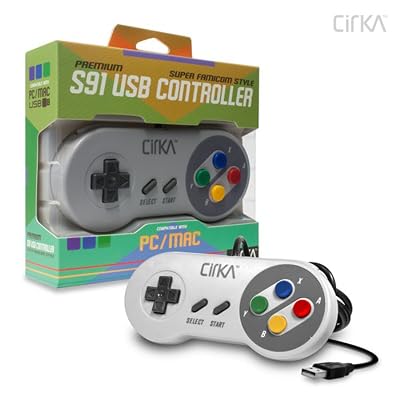 CirKa S91 Premium Super Famicom USB Controller Classic SNES Design, Plug & Play for PCMac, 6-Foot Cable, Retro Gaming Accessory