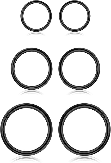 SCERRING 18G Stainless Steel Hinged Clicker Segment Septum Nose Lip Ring Hoop Cartilage Tragus Sleeper Earrings Body Piercing Jewelry 6mm 8mm 10mm 6PCS