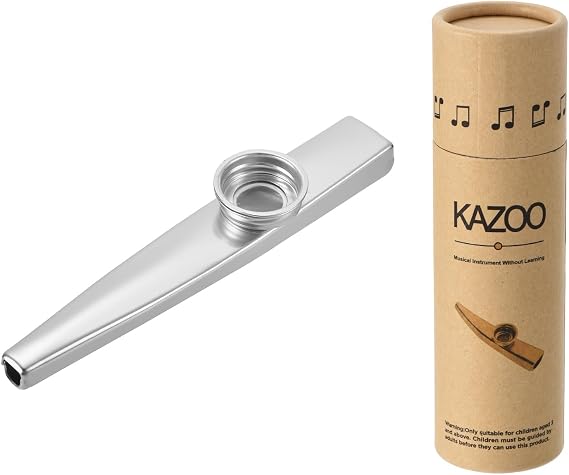 MECCANIXITY Kazoo Musical Instrument Aluminum Alloy Silver with Beautiful Gift Cylindrical Box for Party Guitar Ukulele Violin Piano Keyboard