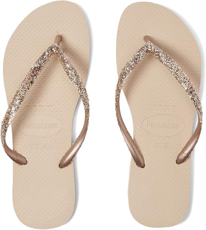 Havaianas Slim Glitter II Flip Flop Sandal Sand Grey 37/38 Brazil (US Men's 5/6, Women's 7/8) M