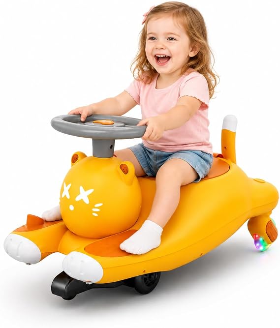 Garvee Electric Wiggle Car for Kids, 2-in-1 Ride On Swing Car with Pedal, 360 Degree Steering, 2 Speeds, Bluetooth, Flashing Wheels, Anti-Tip Design, Rechargeable Battery, Ages 3+