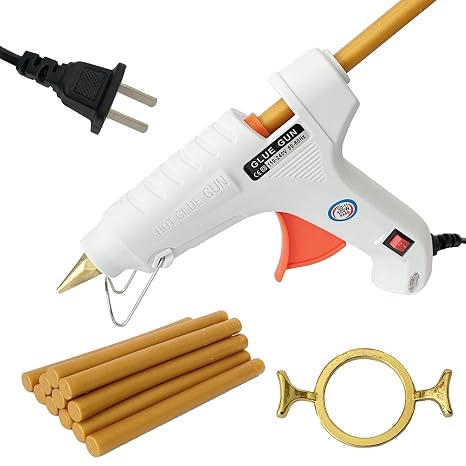 Sealing Wax Sticks 12 with Glue Gun, Fast Heating Hot Melt Gun, 100W Glue Gun Kit for DIY, Home Repairs for Wedding Invitation Gift Wrap Envelopes Christmas Card (Glue Gun-Gold)