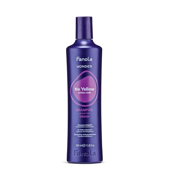 Fanola No Yellow Purple Shampoo & Anti-Brass Hair Toner, 11.8 oz | Controls Brassiness & Orange Tones for Blonde, Silver, Grey & Highlighted Strands, Color-Safe & Extending, Nourishes & Shines