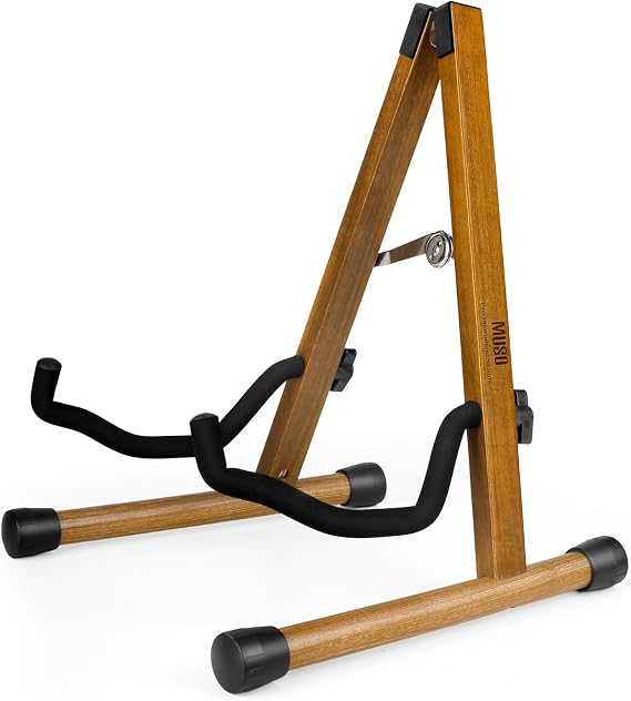 MUSO Guitar Stand,Acoustic Guitar Stand,Wood Classical Electric Guitar Stand,Foldable Bass Guitar Stand,Guitar Accessories also fit Bass,Violin,Ukulele(Acacia)
