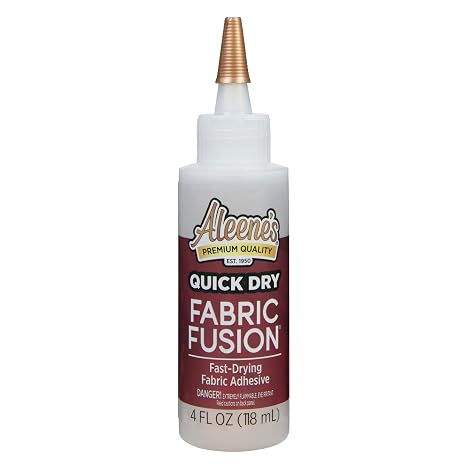 Aleene's Quick Dry Fabric Fusion, Fast-Drying Permanent Fabric Glue, Stong Bond Dries Soft and Clear in Minutes, 4 fl oz