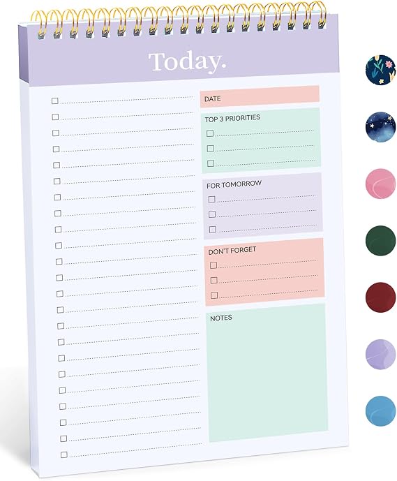 Taja To Do List Notepad, Undated Daily Planner for Work and Goal Setting | Violet Dream, 52 Sheets, 9.8" x 6.5" , for Office, Home and school, Daily Task Planning, Notes and Everyday Organization