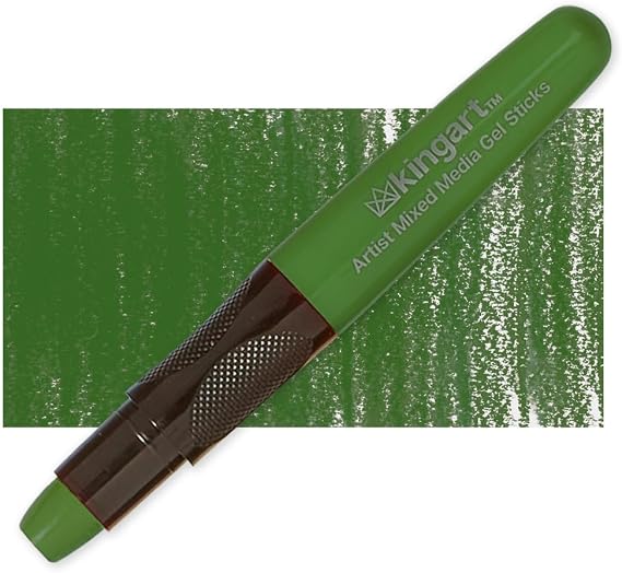 KINGART GS031-1 Mixed Media Gel Stick Crayon, Dark Green | 1-Piece Artist Crayon: Brush on water for watercolor effects; odorless and non-toxic
