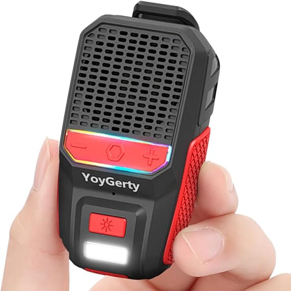 2026 Upgrade Wearable Bluetooth 5.4 Speaker, IPX6 Waterproof Clip on Wireless Speakers, Portable Speaker with RGB Lights and Flash, Built-in Mic,15H Playtime for Cycling/Home/Party/Beach/Outdoor(Red)
