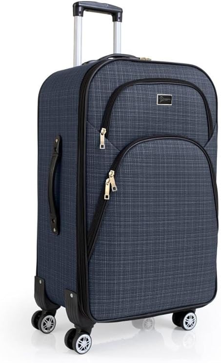 Louisiana Polo Medium Size 4 Wheel Fabric Suitcase 1081 (Navy Blue)