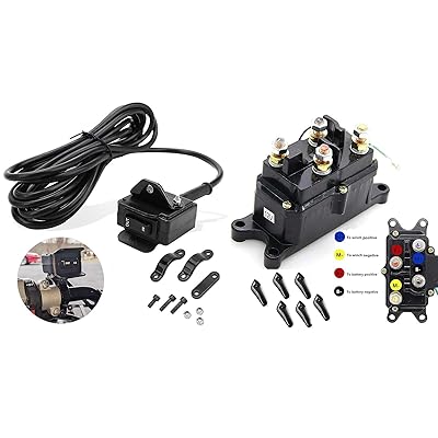 KanSmart Winch Solenoid Relay Contactor 12V 250A Thumb Truck for ATV UTV Boat 4x4 Vehicles 1500-5000lbs & Winch Switch for ATV UTV 12 Volt Toggle Winch Rocker Thumb Switch