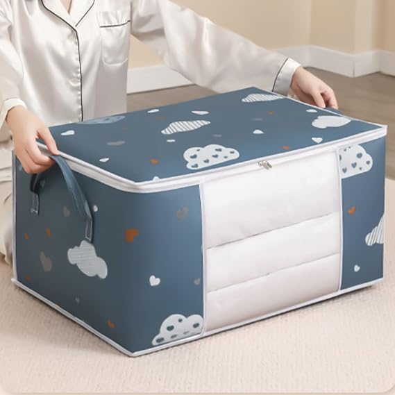 Larger Storage Bag for Bedding, Comforter Storage Bag, Breathable Clothes Storage Containers, Space Saving, Washable Comforter Organizer Bag for Pillows, Blankets, Bedding, Quilt