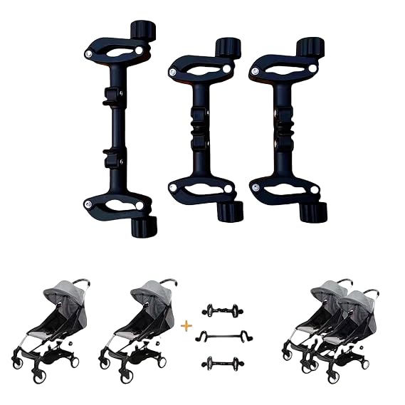 Twin Stroller Connector Side by Side, Universal Stable Baby Stroller Pushchair Connectors Detachable Adjustable Two Single Strollers into a Double Stroller