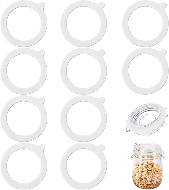 10 Pcs Jar Seals Replacement, Silicone Mason Jar Gaskets Seal, 3.74in Silicone Airtight Seals Leakproof Replacement Seal Rings for Regular Mouth Glass Bottles, Cup Lids, etc-Reusable