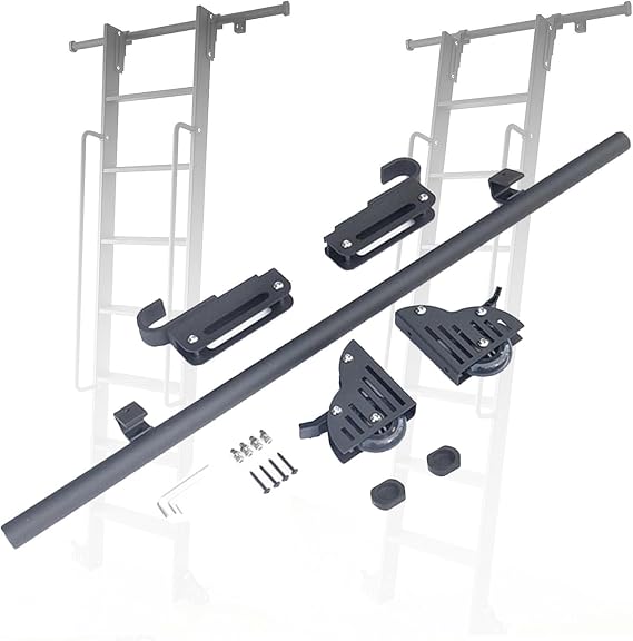 Rolling Library Ladder Hardware Kit-Steel Round Tube(No Ladder),Mobile Ladder Track with Floor Roller Wheels for Indoor/Home/Attic/Library(Size:6.6ft/200cmtrack kit)