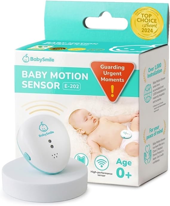 BabySmile Baby Movement Monitor for Newborn Sleep, Diaper Clip | E-202, White | Detects subtle abdominal movement; local alert after approx. 20 seconds; compact 25 g monitor