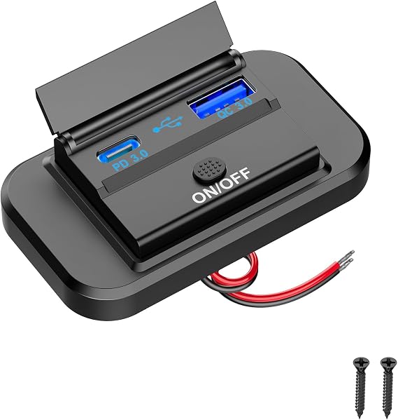 Dual Quick Charge 3.0, RV USB Outlet Qidoe Panel Wall Mount 12 Volt USB Outlet Car Accessories with Power Switch and Cover for RV Cars Truck Golf Cart