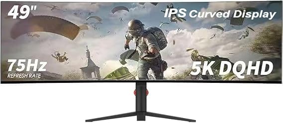 YOGAES 49" 5K Ultra Wide Dual QHD 5120 x 1440 IPS Curved Gaming Display 49" Monitor IPS Panel Offers Better Display Performance Compared to VA Panels and More Break-Resistant Features HDR 400 Built-in Speaker USB-C Compatible VESA 100*100mm Tilt and Height Adjustable Stand G-SYNC 75hz