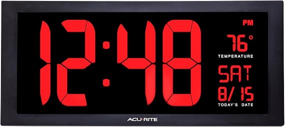 AcuRite Digital Clock, 18-Inch / Red