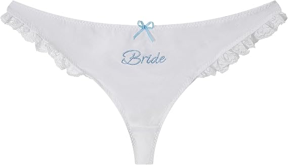 Bride Thong,S/M/L Lace Ruffle Embroidered Thong,Bride Panties,Bridal Bachelorette Bridesmaid for Brides Gift
