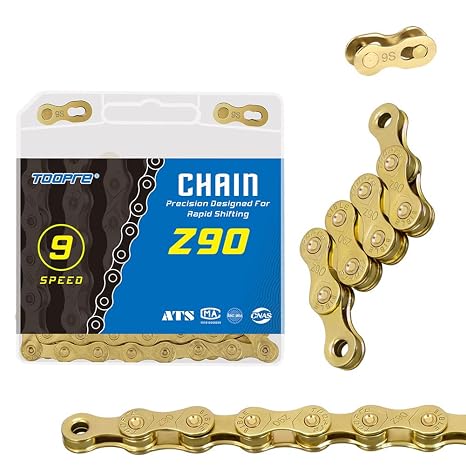 BIFROST Z90 Gold 9 Speed Bike Chain 116 Link + Magic Button Road Bike Chain Bicycle Cycling
