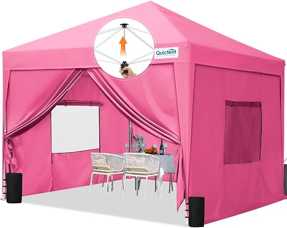 Quictent Privacy 8x8 Pop Up Canopy with 4 Sidewalls & Mesh Windows