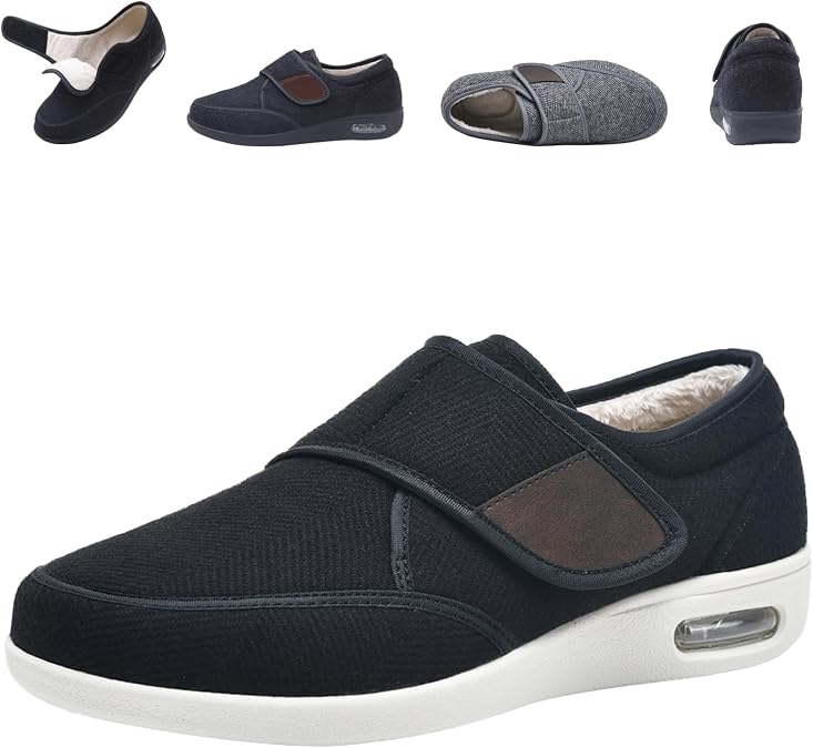Diabetic Shoes for Men, Women's Slip Resistant Wide Width Shoes, Diabetic Warm Comfort Slipper Shoes with Adjustable Closure, Breathable Lightweight Shoes