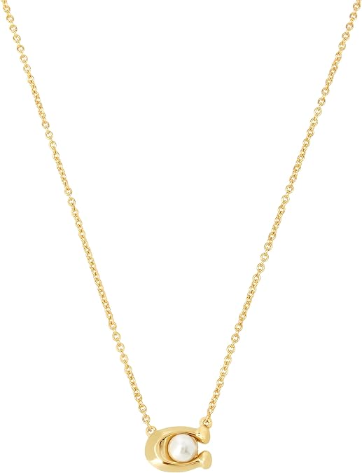 COACH Women's Pearl Signature Pendant Necklace